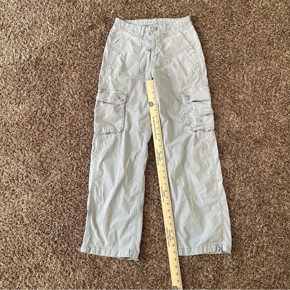 American Eagle AE Stretch Cargo Pants Light Gray Size 2 Straight Leg Y2K - Picture 3 of 12